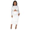 K10216 Explosiones de Otoño Costura de Color Sólido Falda Lápiz Amazon Europa y América Transfronterizo Vestido con Pliegues en el Ombligo para Mujer