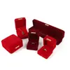 Caja de Joyería de Terciopelo con Esquinas Redondeadas y Etiqueta Dorada, Caja para Anillos, Caja para Collares, Colgante de Joyería, Pulsera, Pulsera, Caja de Empaque para Anillos