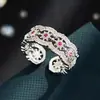 Anillo Abierto Dorado Estilo Palacio Retro, Anillo Ajustable para Dedo Índice con Circonita Microincrustada, Moderno y de Alta Gama