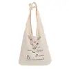 Bolsa de Lona para Mujer, Estilo Japonés, Bolsa de Lona Simple de Dibujos Animados de Moda, Bolsa para Tutorías de Estudiantes, Bolso de Hombro Tote de Gran Capacidad