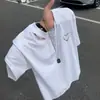 Camiseta Bordada com Coração Colorido para Homens, Estilo Americano de Verão, Algodão Falso de Peso Pesado, Ombros Normais Mangas Curtas, Design de Manga Curta para Casais