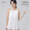 Camisola fina de verano para mujer, sin mangas, fruncida, con copas en el pecho, adecuada para usar afuera como camiseta sin mangas para casa