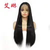 Peruca preta longa e lisa com baby hair cabelo liso fibra química front lace meio feita à mão peruca touca exportação