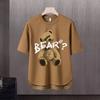Camiseta de manga curta masculina Moda Marca Verão Manga Solta de Cinco Pontos 2024 Nova Internet Trendy Ins Simples Top Impresso