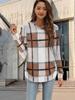 2026 Transfronterizo Amazon Nuevo para Mujer Casual Holgado Cuadros Manga Larga Cuello Redondo Base Irregular Camisa Superior