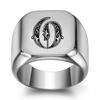 Moda Europeia e Americana 26 Letra Inicial Inglesa Anel de Aço Titânio Masculino Retrô Punk Quadrado Brilhante 18MM Tendência Masculina Atacado