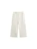 Pantalones rectos anchos simples para mujer de talla grande, colección otoño 2026, pantalones casuales cropped de tiro alto holgados para mujeres de talla grande, NK1377