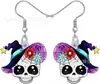 Pendientes Hermosos de Cabeza de Calavera de Azúcar de Halloween Decoración de Cabeza de Calavera Acrílica Regalos para Mujeres y Niñas