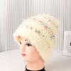 Gorro Mullido de Otoño e Invierno con Forro Polar para Mujer Color Dulce Fresco Sombrero de Caramelo Tejido a Mano Protector de Orejas Cara Pequeño Sombrero de Pescador