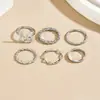 Conjunto de anillos de moda para mujer con un sencillo diseño de anillo de perla en forma de corazón y luna, joyería popular en línea