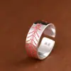 Anillo de Plata Pura Rey Ciervo Dorado Vintage Cinabrio Siete Estrellas de la Osa Mayor Rayo Anillo Abierto Tai Chi Ancho para Hombres