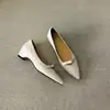 Versión de Piel de Oveja~Zapatos de Trabajo Elegantes de Estilo Retro Francés para Mujer, Sin Cordones, Punta Fina, Zapatos de Salón con Lazo