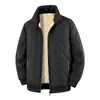 Nueva Chaqueta de Algodón de Lana de Cordero para Hombre Talla Europea Mediana Edad Talla Grande con Terciopelo Grueso Ultrasónica Cálida Cuello Alto Ropa de Algodón Hombre