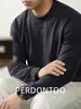 Alto Luxo! Camiseta Masculina de Manga Longa em Algodão Lyocell Amigo da Pele, Gola Redonda, Termofusão Escovada, Quente para Outono e Inverno, Camiseta Básica