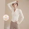 Chamarra Deportiva de Terciopelo Secado Rápido Primavera Plus Ropa de Yoga Ajustada para Mujer Top de Manga Larga Ropa para Correr por la Mañana Fitness