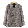 Estilo Nuevo de Otoño Ropa para Abuela de 70 Años Chaqueta Holgada de Solapa Longitud Media Ropa para Mujer de Mediana Edad Tallas Grandes Top de Primavera y Otoño