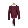 Suéter de Punto Único de Diseño Irregular de Manga Larga con Cuello Redondo y Bajo Anudado, Top Corto Cálido para Otoño e Invierno, Estilo Ins