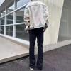 Nova Coleção de Primavera Jeans Preto Lavado Básico Micro-La Masculino Estilo Americano INS Casual Slim Look Calças Tendência para Meninos