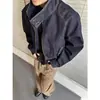 Chaqueta Harrington de mezclilla retro de alta calle americana, unisex, abrigo corto vintage holgado y sencillo