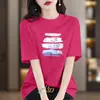 Nueva Camiseta de Manga Corta Pesada de Verano para Mujer 2026, Estilo Impreso de Shanghái, Top Elegante y Adelgazante