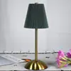 Lámpara de Mesa Recargable Plisada Nórdica Decoración de Dormitorio Atmósfera Lámpara de Mesa Moderna Simple Estilo Europeo Dormitorio Principal Luz Nocturna de Noche