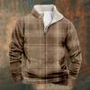 Serie de Cuadros Europeos y Americanos Transfronterizos Camisa Casual de Moda para Hombre Manga Larga Cuello Alto Sudadera con Media Cremallera