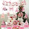 Decoração de Pingente para Festa Temática de Natal Transfronteiriça Pingente Espiral com Laço Rosa