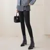 Medias de algodón con estampado de rombos, nuevos leggings de grosor medio para otoño e invierno, leggings grises para mujer para usar como prenda exterior, alta elasticidad y moldeadores