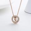 Colar Guardian Star de anel duplo requintado para mulheres Niche de alta qualidade Rose Gold-plated Transfer Beads Clavicle Chain
