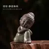 Adorno de Cerámica Estilo Chino Ge Ware Pétalo de Flor para Té, Juguete para Té, Bandeja de Té para Coche, Decoración de Maceta, Figura de Monje Pequeño, Artículo Premium de Alta Gama