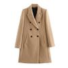 Nuevo Abrigo Chaqueta Casual Holgado de Manga Larga con Solapa de Doble Botonadura Mezclado para Mujer de Estilo Europeo y Americano para Viajes y Uso Diario