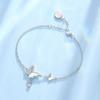 Pulseira Fanjia de Cobre Branco com Logotipo, Pulseira Leve Borboleta para Mulheres, Joia de Flor Glicínia, Pulseira Atrai Dinheiro, Presente de Aniversário para Namorada