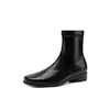 Botas Finas Silenciosas Estilo Coreano para o Dia a Dia Emagrecimento Inverno 2026 Salto Baixo Robusto Bico Quadrado Versátil Elásticas que Abraçam a Perna Botas Curtas para Mulheres