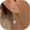 Pendientes de Borla Ovalados Geométricos Versátiles de Perla de Agua Dulce para Mujer Coreana Joyería de Lujo Ligero para Transmisión en Vivo
