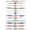 Pulsera Ajustable Tejida a Mano de Aleación con Conexión de Pedrería, Cuentas de Arroz Coloridas de Estilo Bohemio Nuevo, Transfronteriza