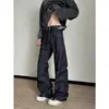 Jeans de Mezclilla Cruda Bordados Estilo High Street Americano para Hombre, Primavera y Otoño, Corte Limpio Retro Holgado Pantalones de Trabajo Acampanados