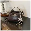 Bolso de Mano Transfronterizo con Patrón de Cocodrilo Bolso Kelly para Mujer 2025 Nueva Moda Coreana Bolso Cuadrado Pequeño Bolso Versátil de Hombro Cruzado