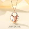 Collar con candado en forma de corazón dulce europeo y americano de plata S925, cadena de clavícula de amor coreana para mujer, joyería de moda de viento japonesa y coreana al por mayor