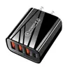 Cargador de Viaje Qc3.0 3Usb+Pd Cargador Multi-Puerto Estándar de EE. UU. y Europeo Cabezal de Carga 2.4A Teléfono Móvil 12W Cargador de Viaje