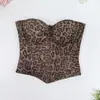Sutiã Hot Girl Sexy com Estampa de Leopardo e Barbatanas Internas, Peça Externa Push-Up para Cintura, Tomara-que-caia de Alta Qualidade com Alça de Suspensório