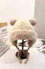 Chapéu de Lã Tricotado Fofo com Orelhas de Urso para Mulheres, Inverno Aconchegante Espesso Protetor de Orelhas, Versátil e Moderno, Faz o Rosto Parecer Menor