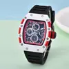 Reloj de Cuarzo Deportivo Casual de Alta Apariencia para Hombre con Tapa Trasera Transparente Calada y Esfera Estilo Richard Mille, Reloj de Pulsera para Hombre en Stock