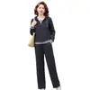 Conjunto de duas peças outono e inverno para mães, novo look de outono 2026, terno casual estiloso e soltinho plus size para mulheres de meia-idade e idosas