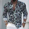 Camisa de manga larga con estampado de leopardo para hombre, transfronteriza europea y americana, con impresión digital 3D y diseño personalizado