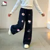 Calças casuais de outono para meninas 2026 novo estiloso versátil color block renda soltas diárias casuais pantalona