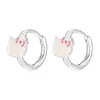 Brincos de Gato Fofo de Desenho Animado para Mulheres, Luxo Leve com Sensação de Alta Qualidade, Presilhas de Orelha com Pino de Prata, Design Exclusivo, Brincos de Esmalte, Estilo Fresco e Simples