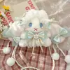 Bolsa transversal de pelúcia de coelho estilo soft girl japonesa Acessório Lolita bolsa de ombro fofa com corrente de pérolas atacado