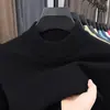 Suéter de punto fino anti-pilling para hombre de 400g para otoño e invierno, color liso, manga larga, cuello medio alto, suéter de punto para hombre, disponible en varios colores, venta al por mayor