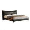 Cama Tapizada de Cuero Moderna Minimalista con Respaldo Alto para Dormitorio Principal Cama Doble de 1.8m Hogar B&B Minimalista Lujo Ligero