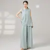 Roupas de Prática de Dança Moderna para Mulheres, Dança Clássica, Novo Estilo Chinês, Macacão de Calça Larga sem Mangas